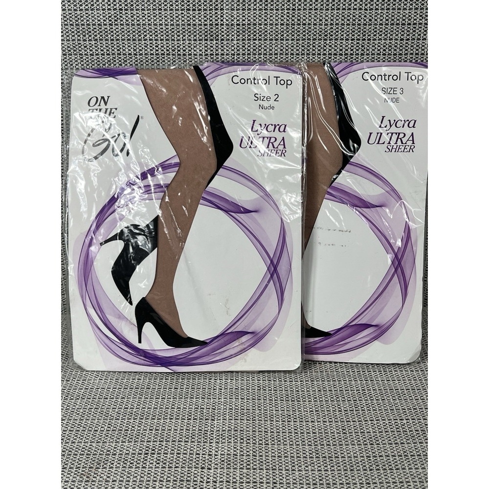 On the Go‎ (2 Pack) Pantyhose Lycra Ultra Sheer Control Top Size 2 Nude